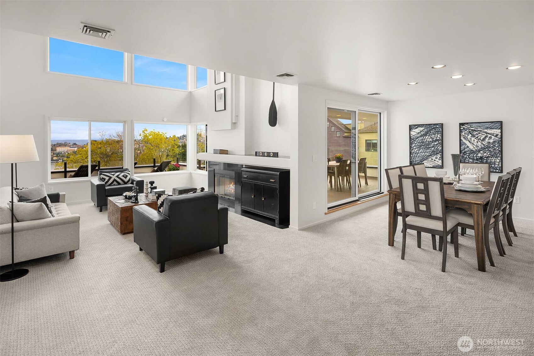 Sliding door access offers easy entry to the exterior deck space.