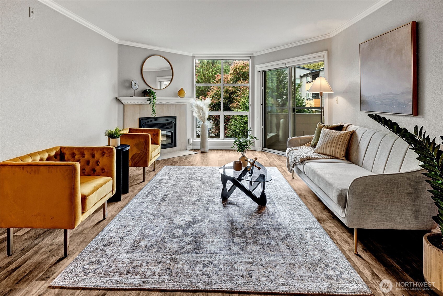 Living room bathed in natural light