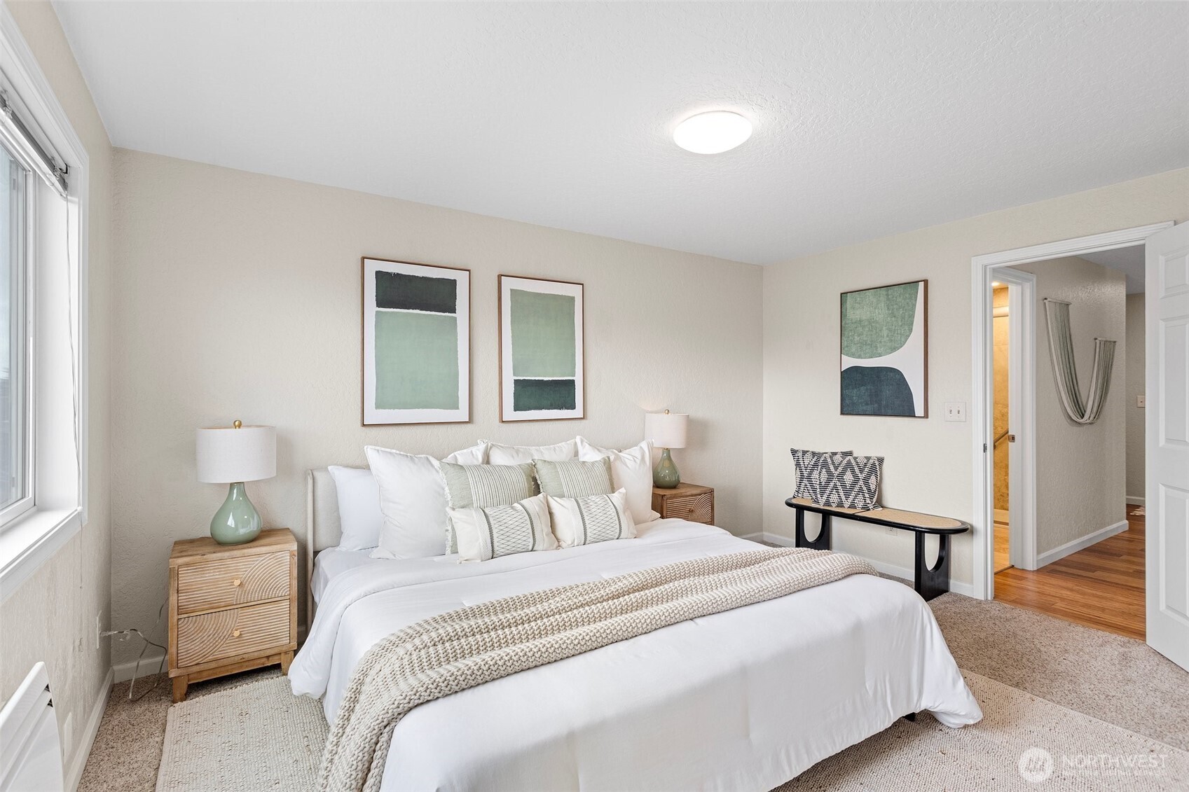 Bedroom is large enough for a king sized bed and furniture. Professionally cleaned carpet.
