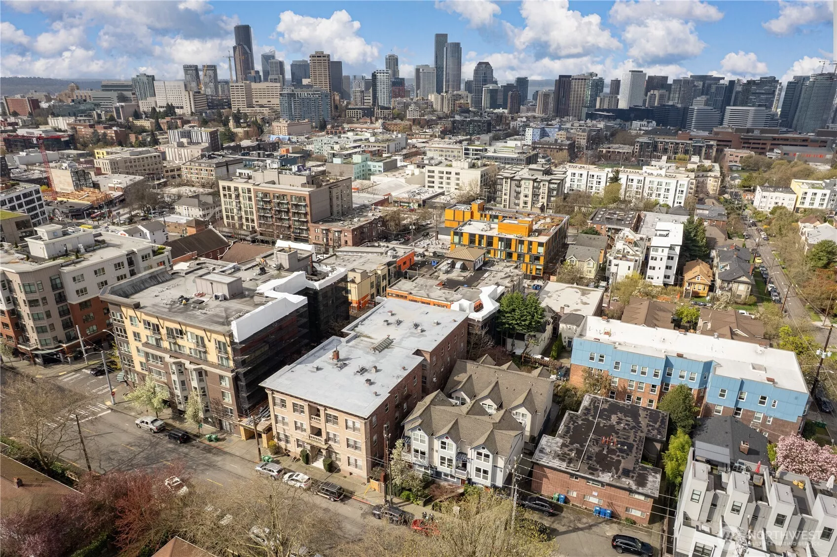 Ariel view of the property from the east, looking west
