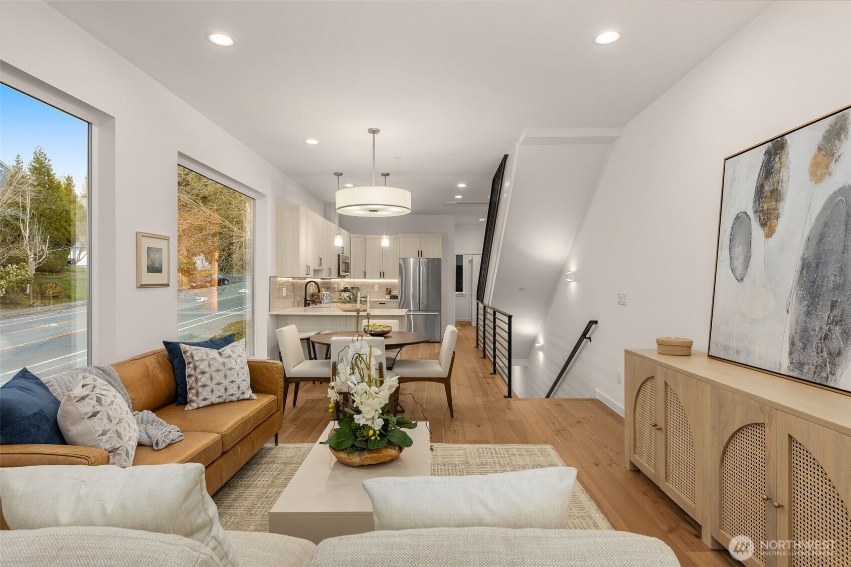 Open Concept Living Room with Expansive Windows.