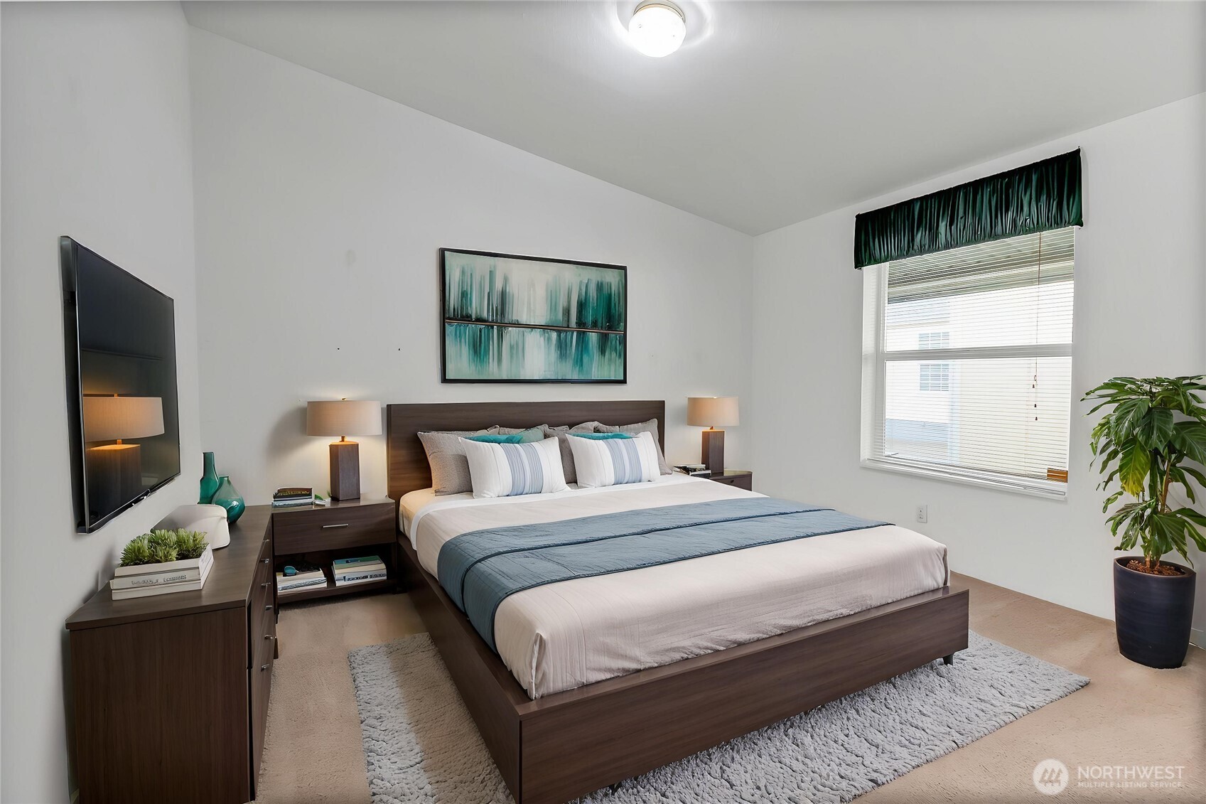 Second bedroom is also large and includes a walk-in closet as well. This too has been virtually staged for your enjoyment. :)