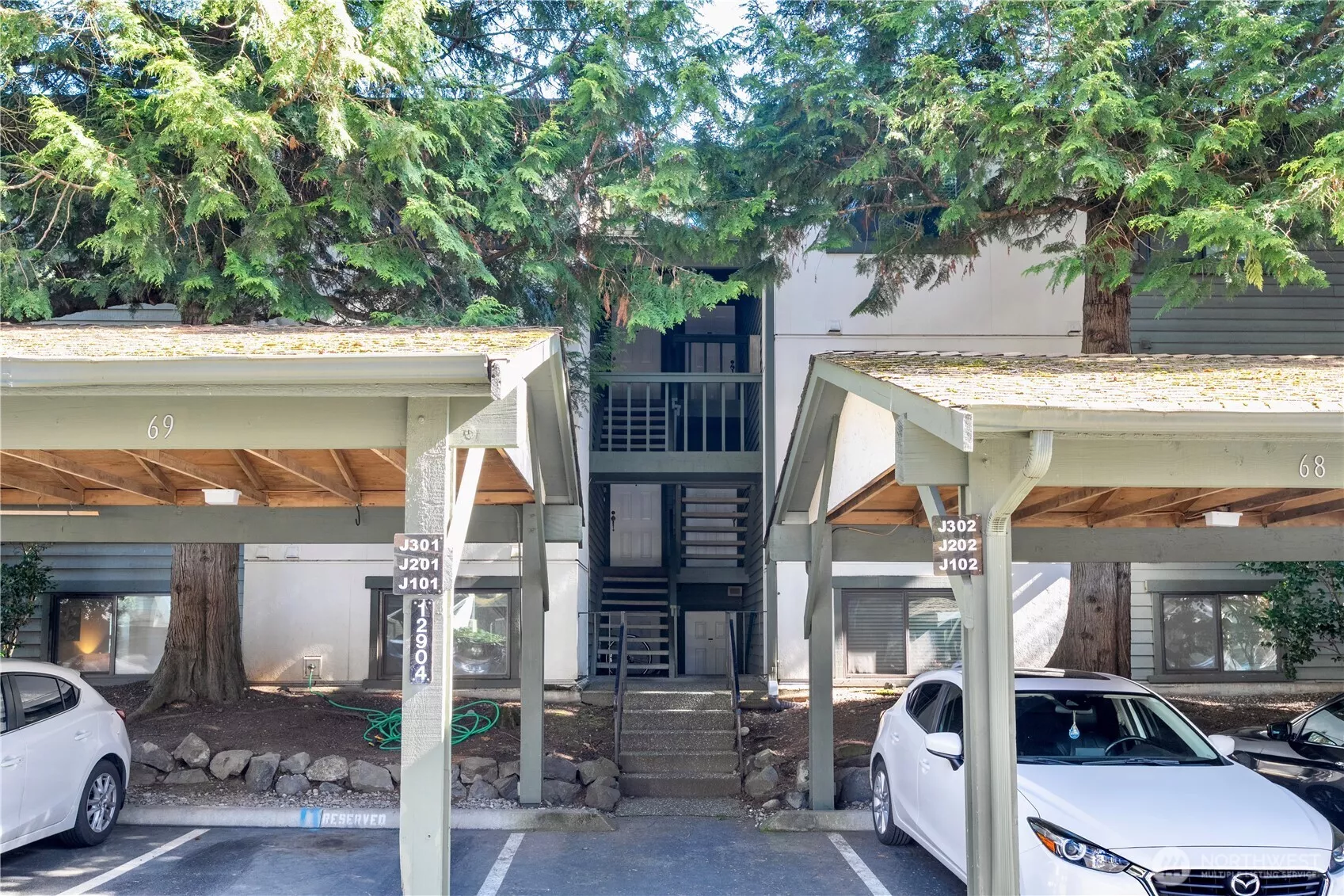 Building J Entrance with parking #61
