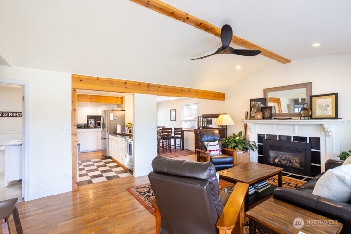 Main living area with a gas fireplace.
