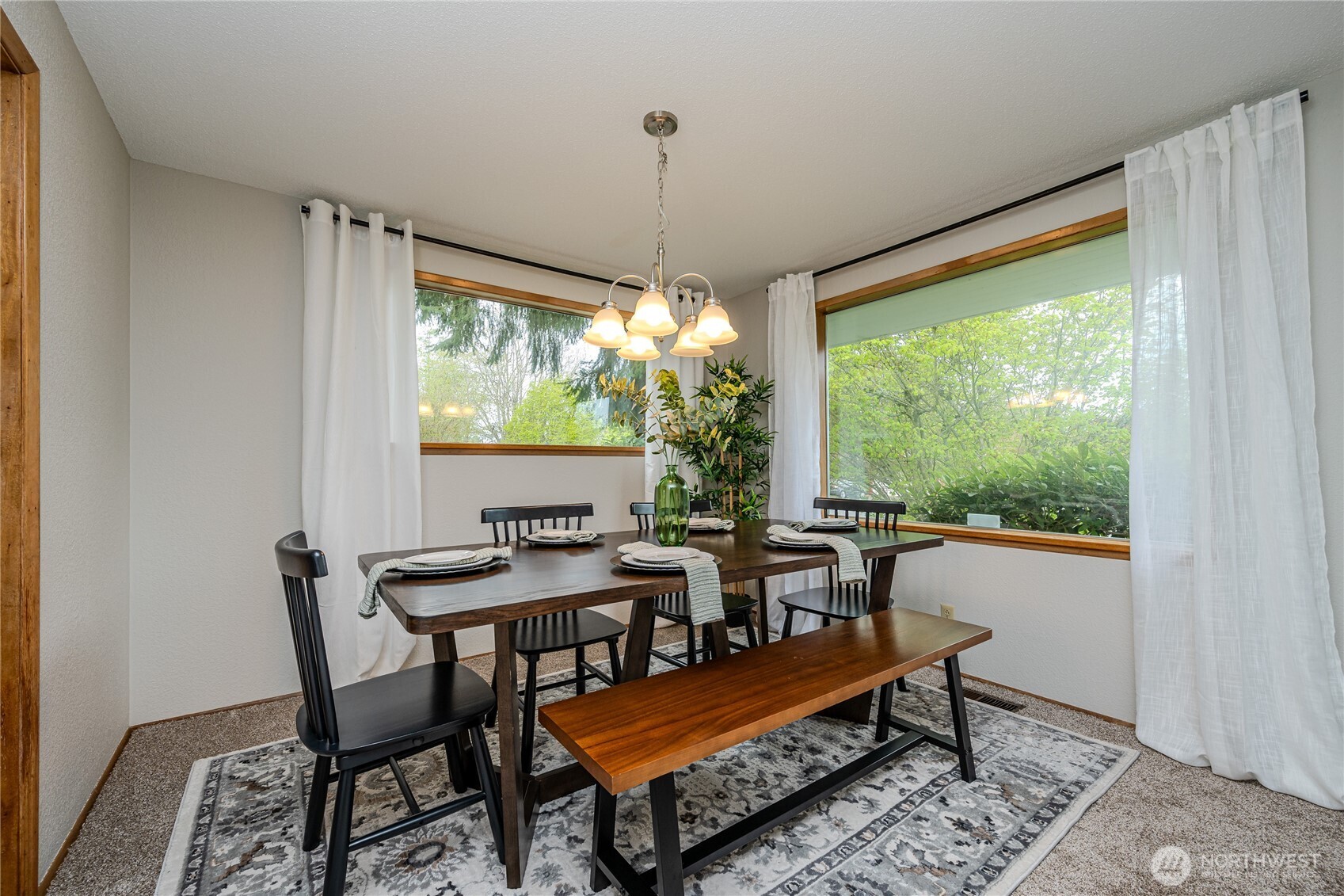There's plenty of space for a sizable dining set here.