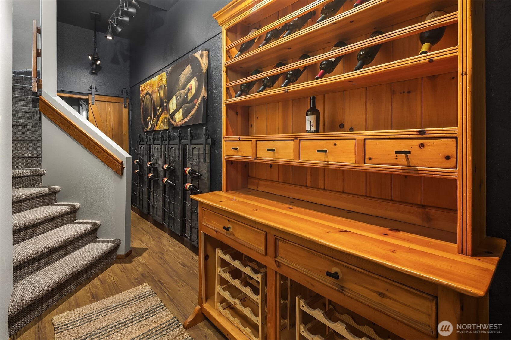 Lower level setup as a wine cellar