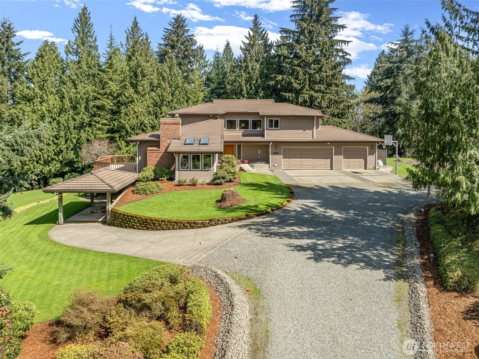 Arial view front of home. Custom designed home: John Erickson, Erickson McGovern Architects
