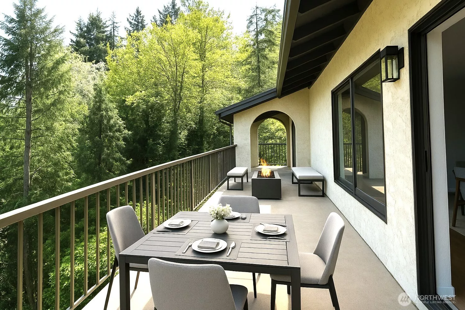 Oversized Patio Deck, virtually staged