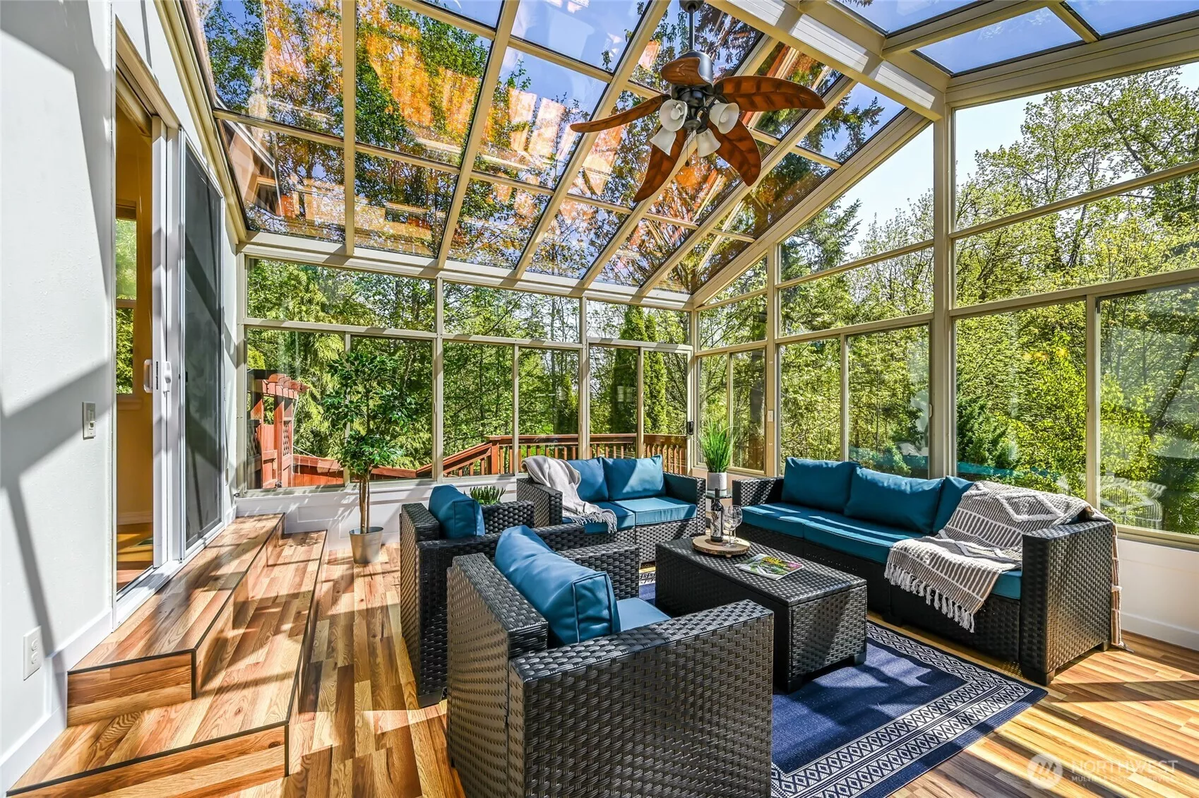 What an amazing room! This 285 asf sunroom has lights, heat and can be used year round and boosts the total square footage of this Chelan Plan home to 1,585 asf.