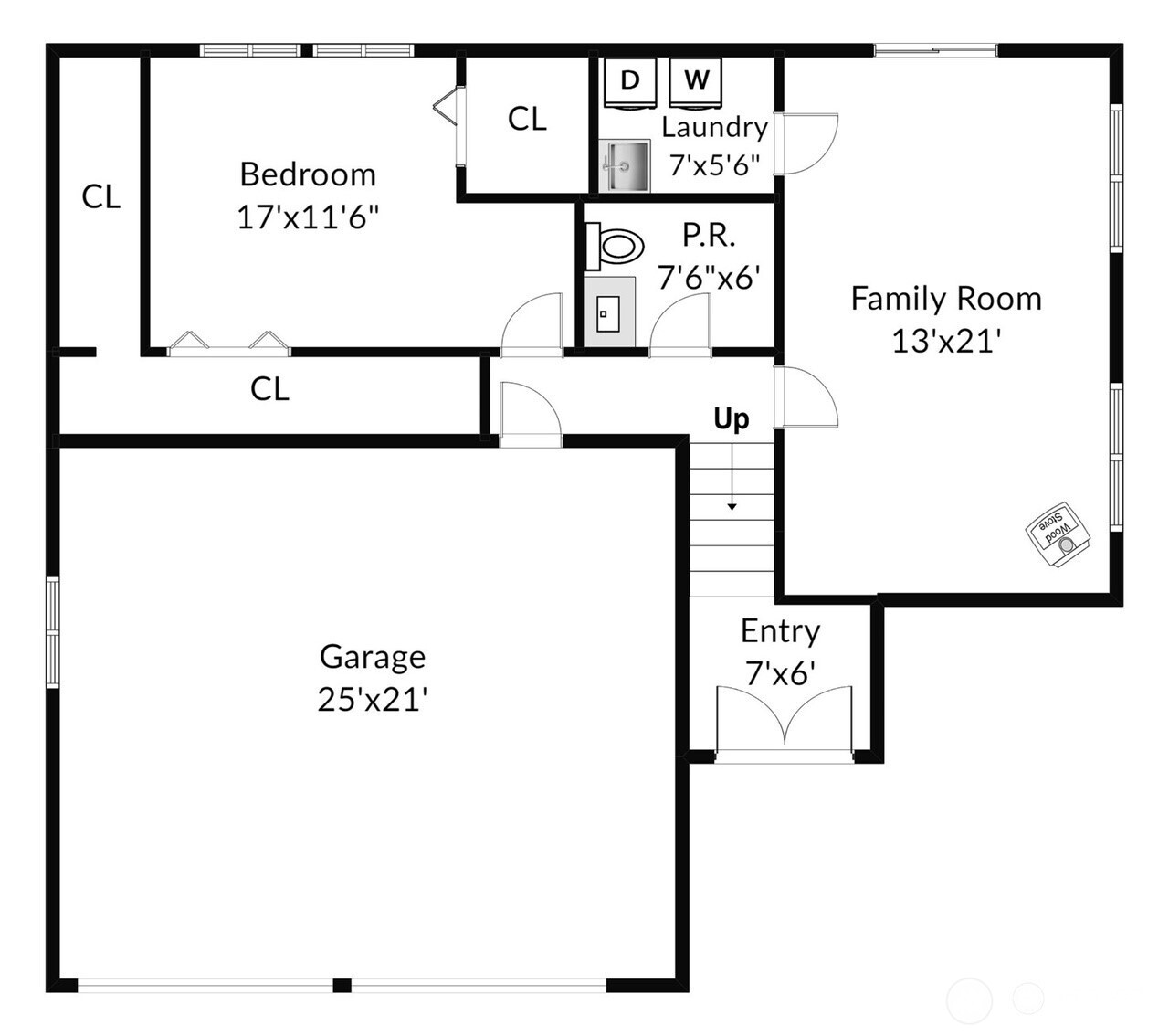 Lower level + garage floorplan