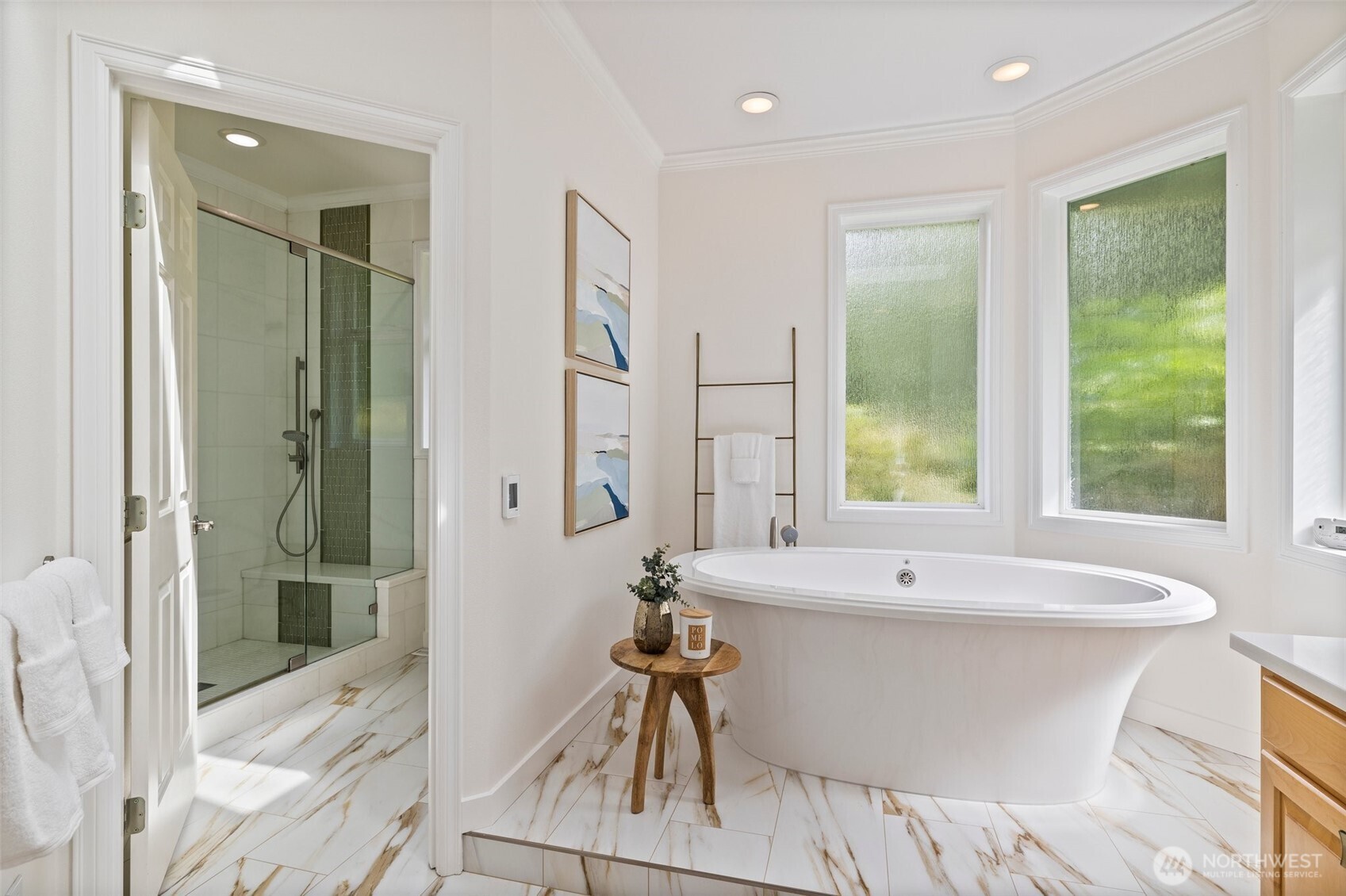 Primary bathroom with soaking tub