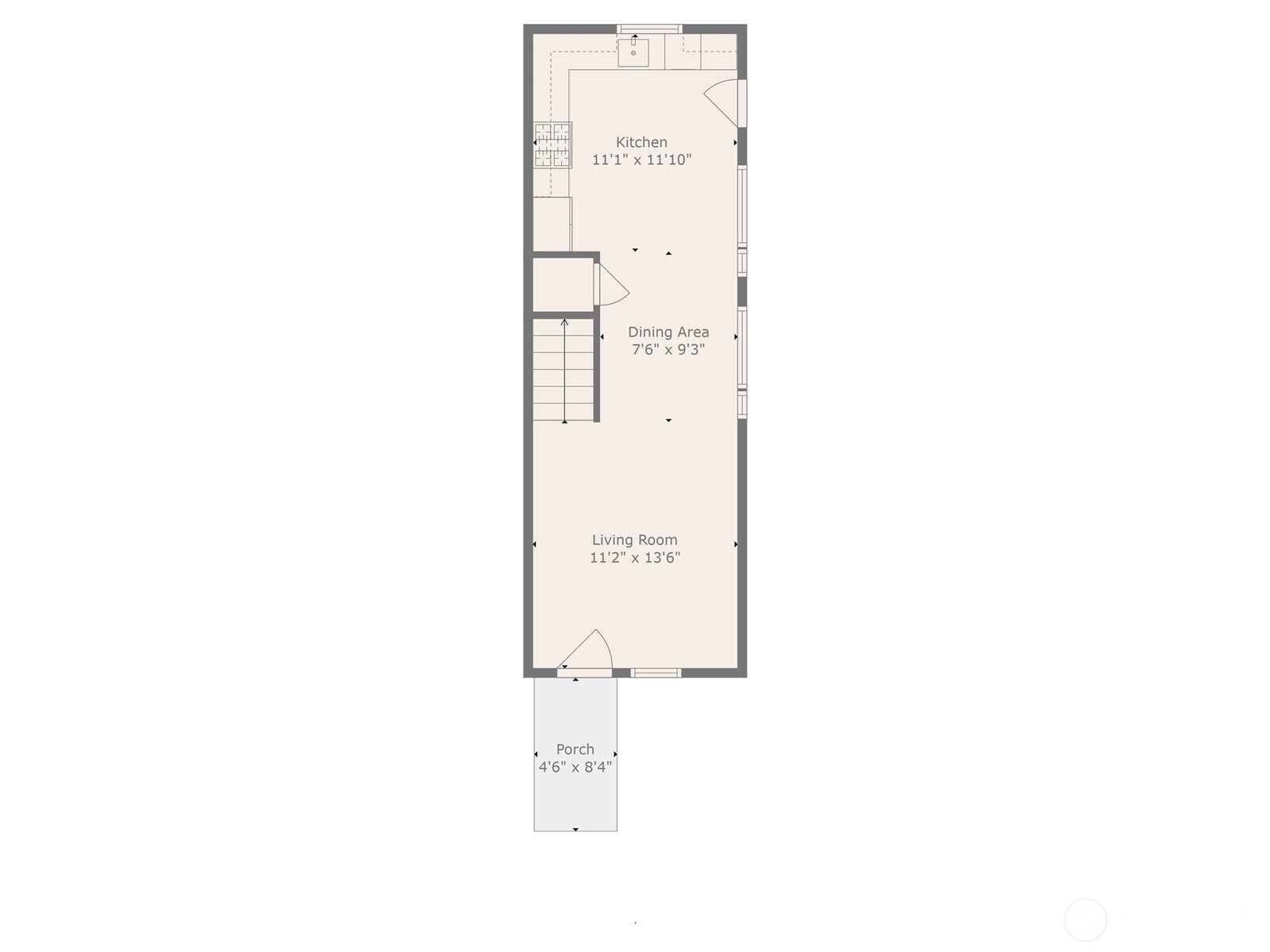 Efficient living area on the first floor.