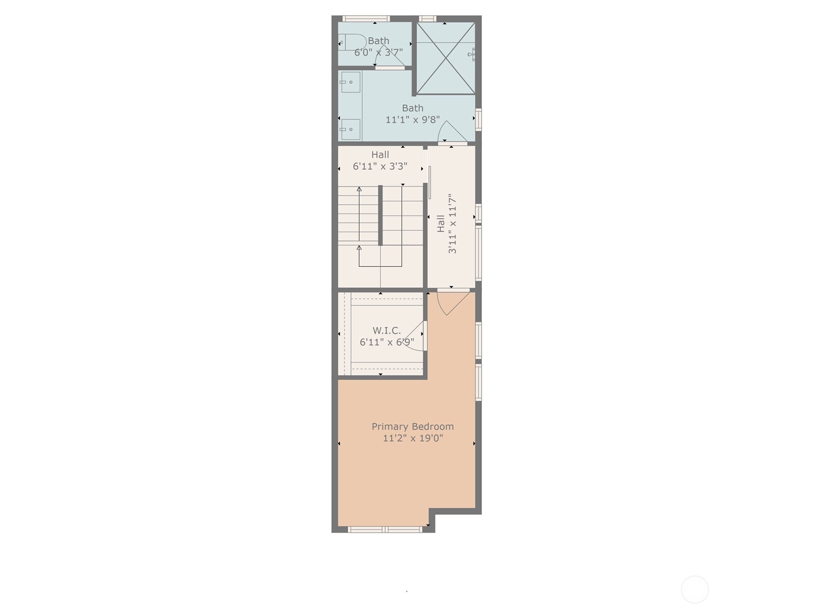 Primary suite encompasses the entire third floor.