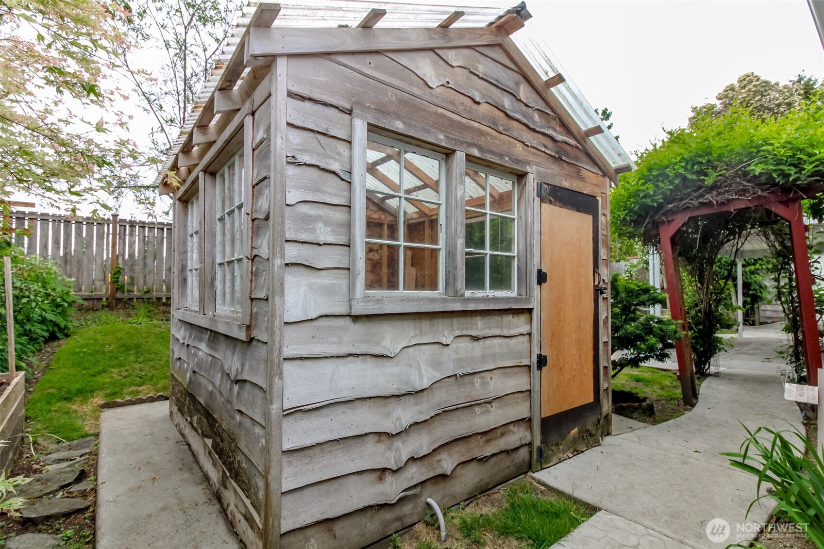 Covered patio in back.