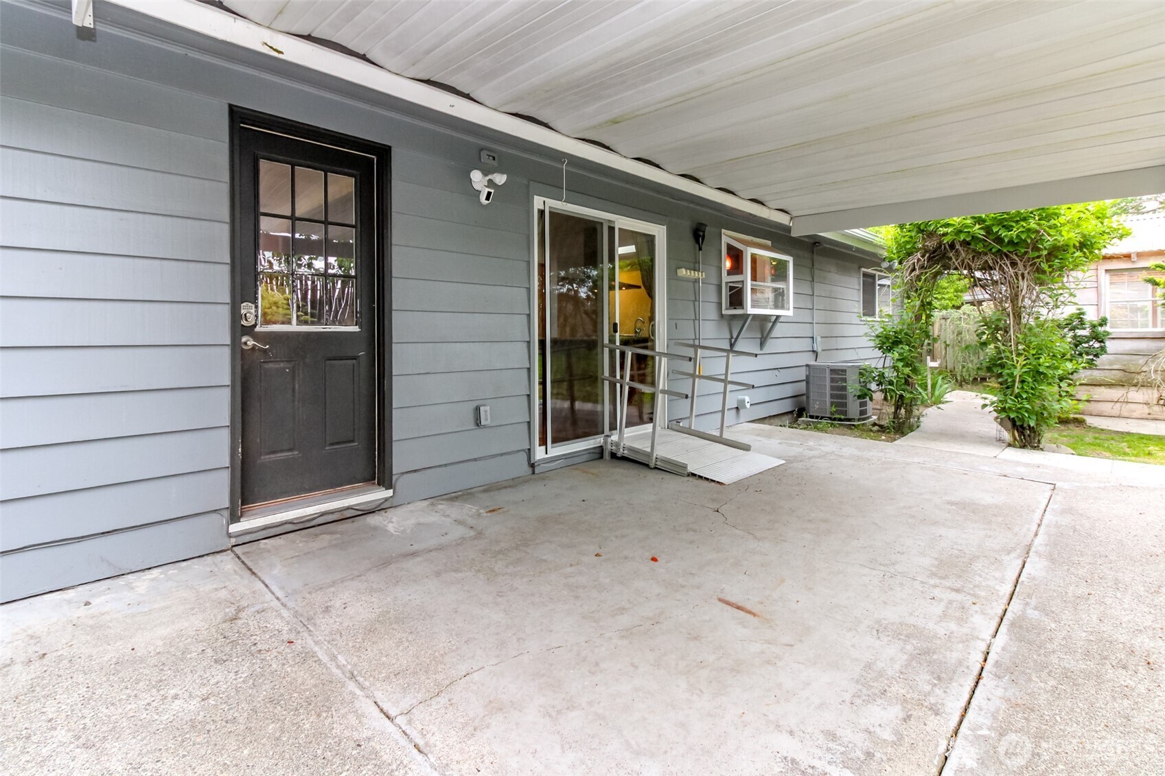 Covered patio in back.