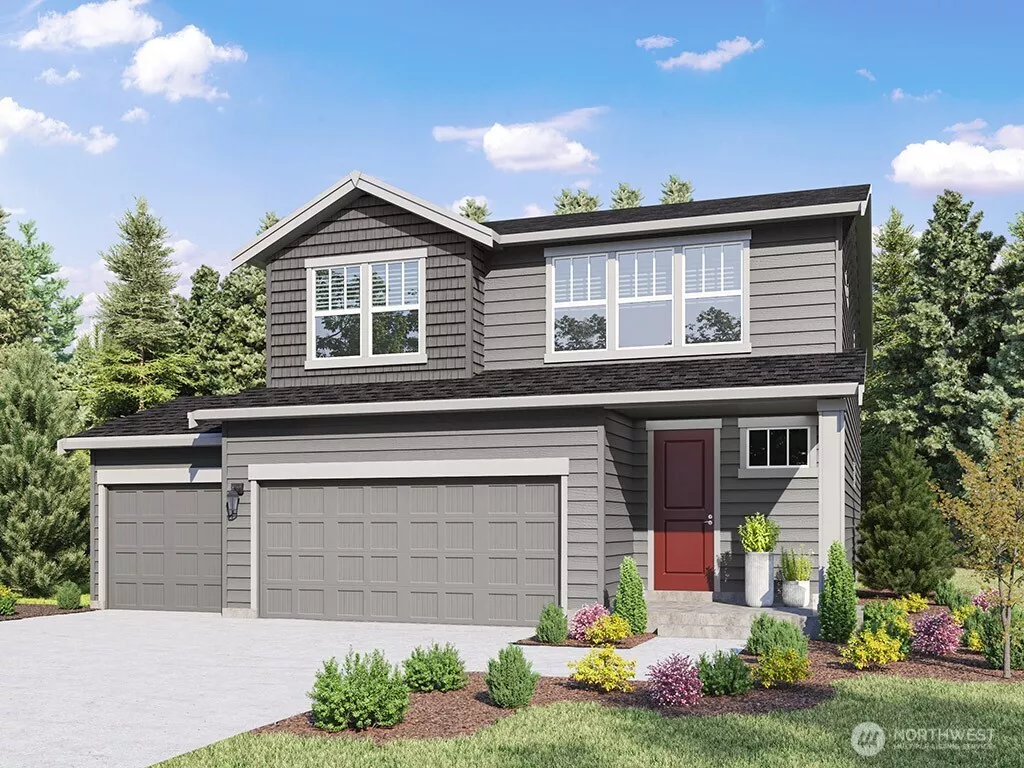 Ballard Plan Marketing Rendering - Depictions of homes or other features are artist conceptions. Hardscape, landscape, and other items shown may be decorator suggestions that are not included in the purchase price and availability may vary. No view is promised. Views may also be altered by subsequent development, construction and tree growth and landscaping.