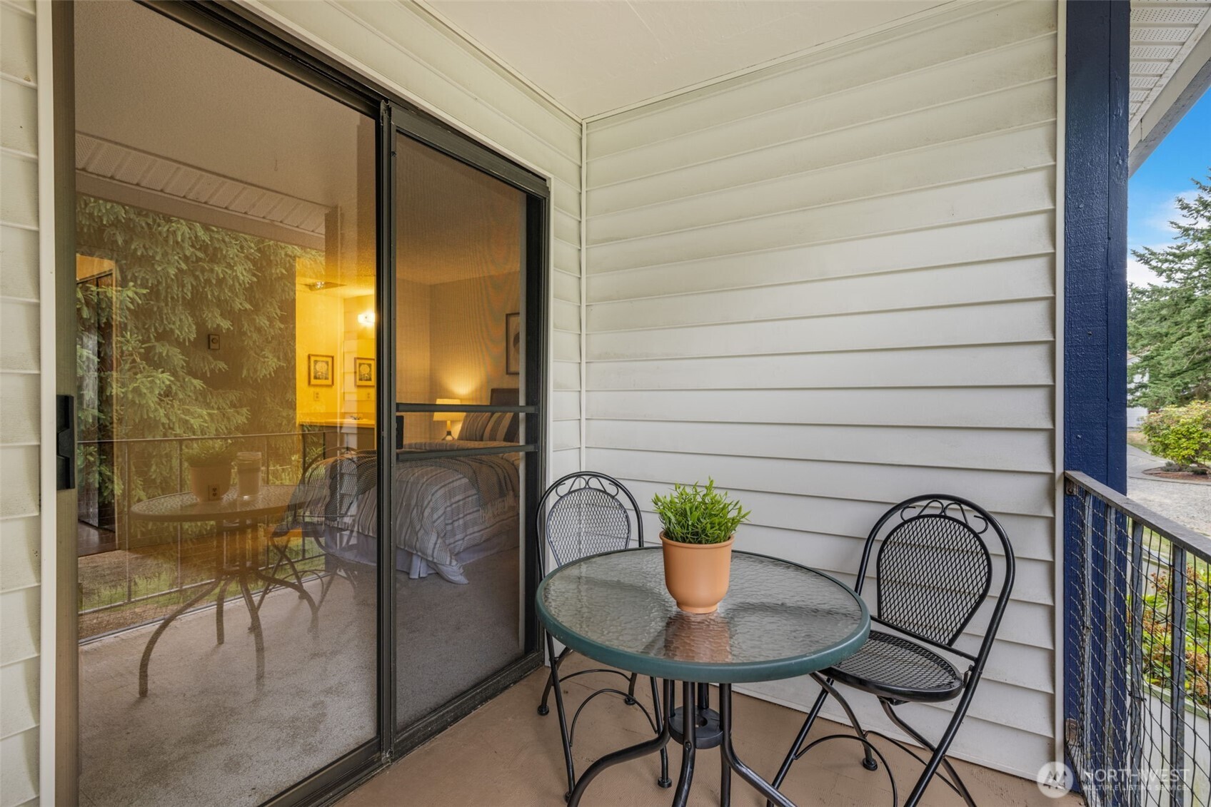 A lovely quiet space for early morning coffee or winding down.