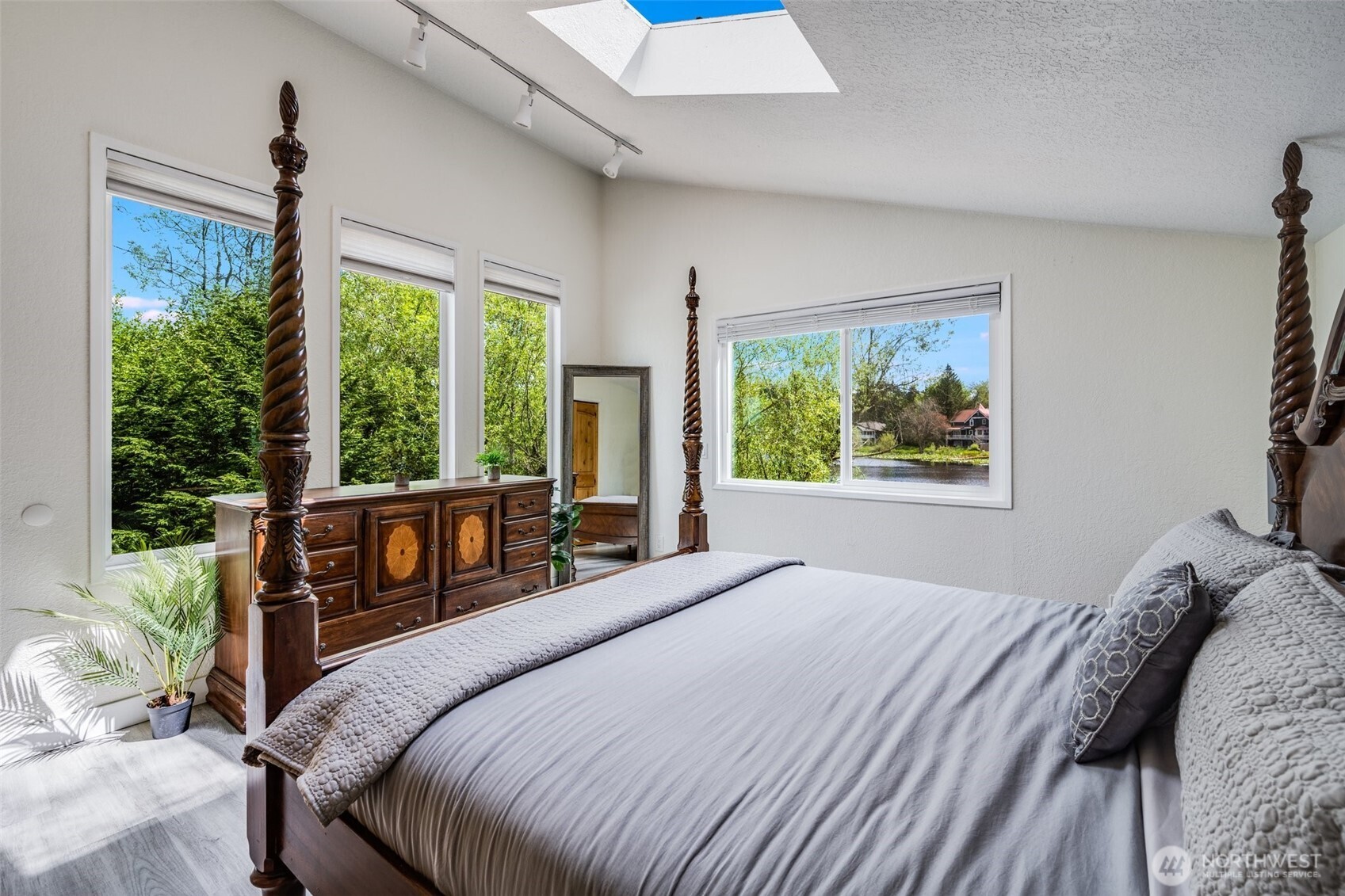 Lake view and natural light.