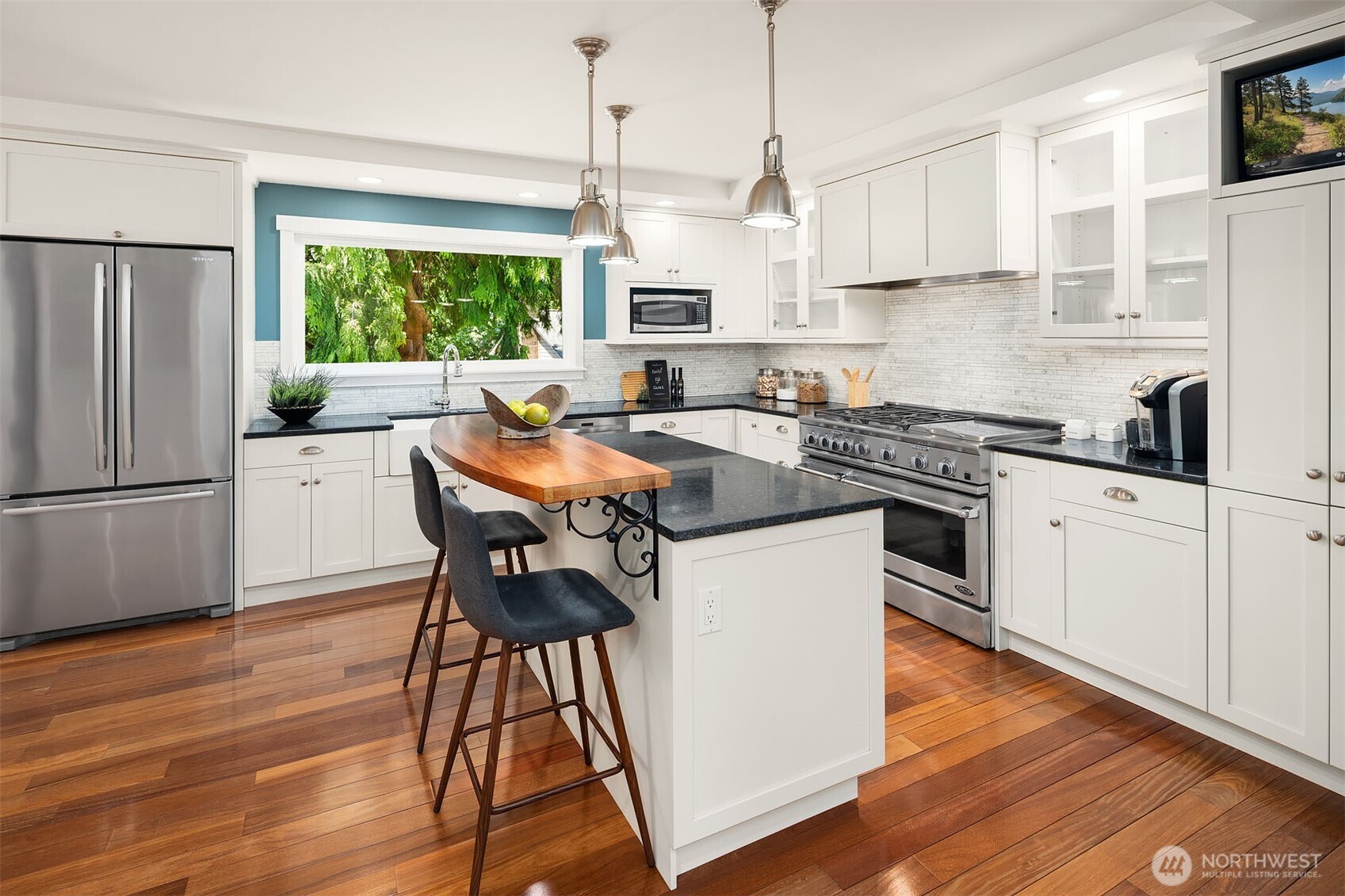 Slab granite kitchen