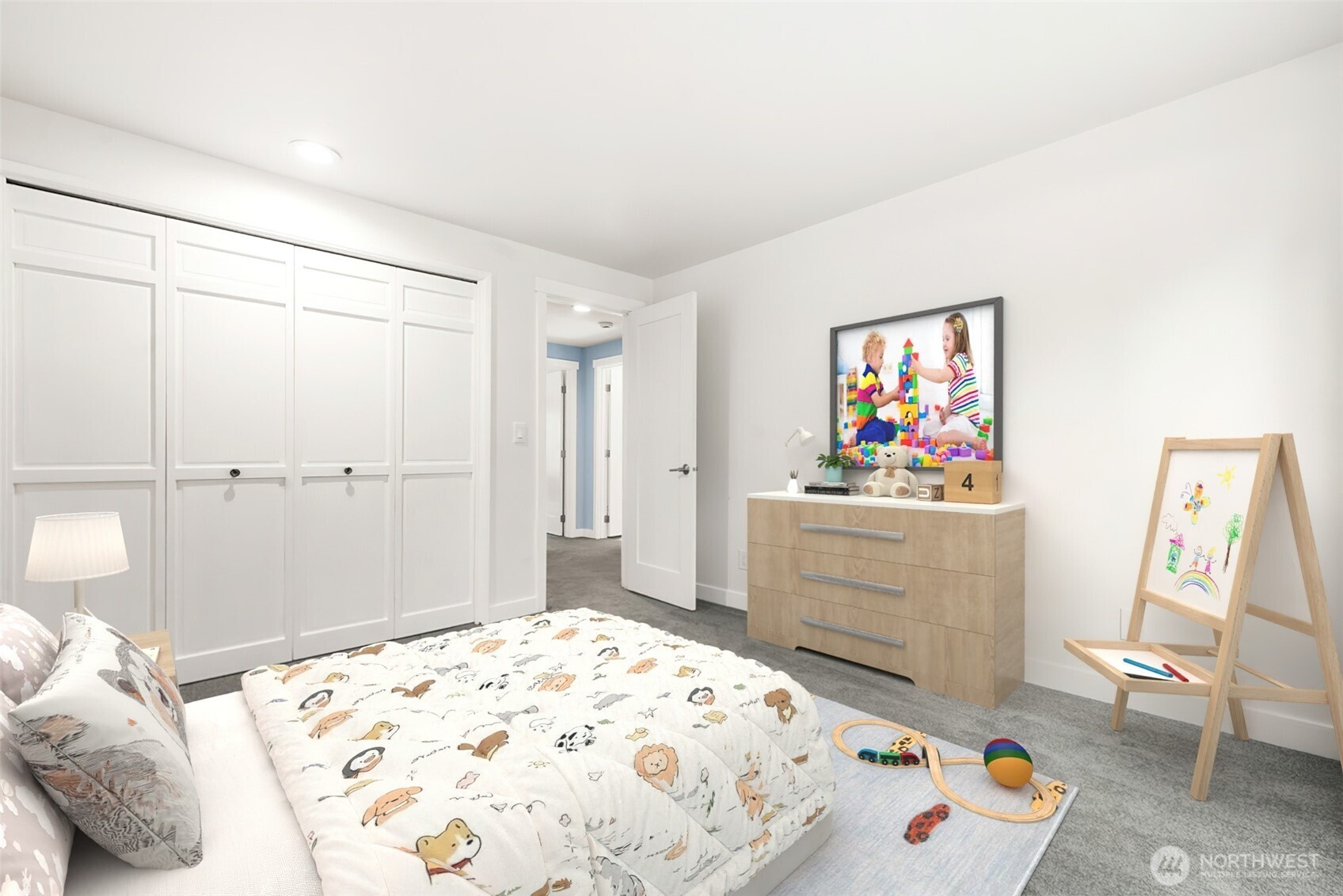 One of 3 bedrooms. This room is virtually staged.