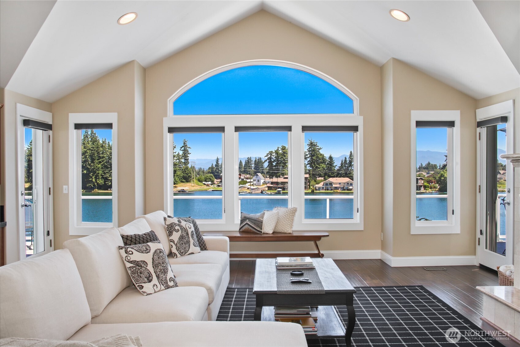 Relax in front of the gas fireplace in fall and winter.