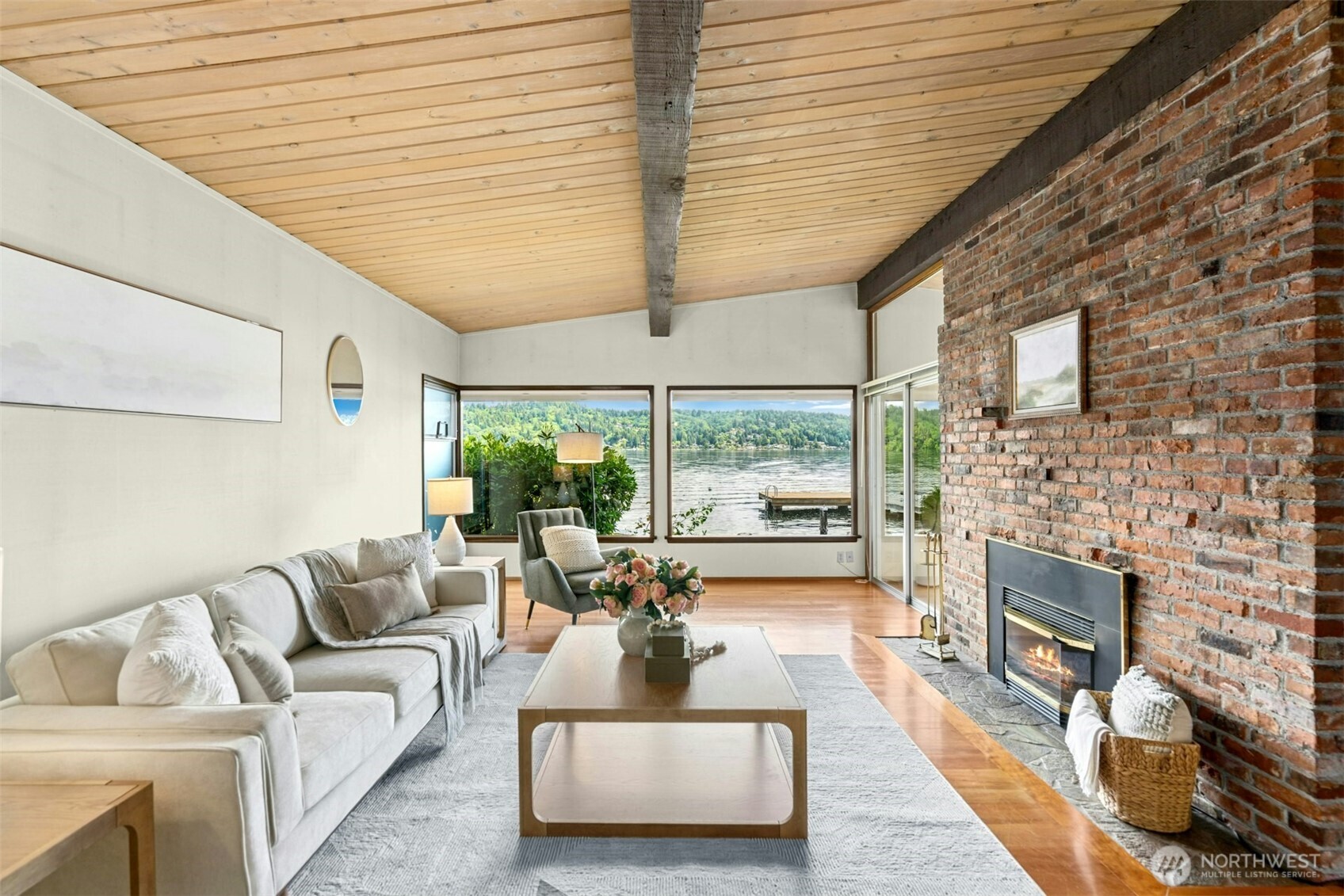 Brick fireplace