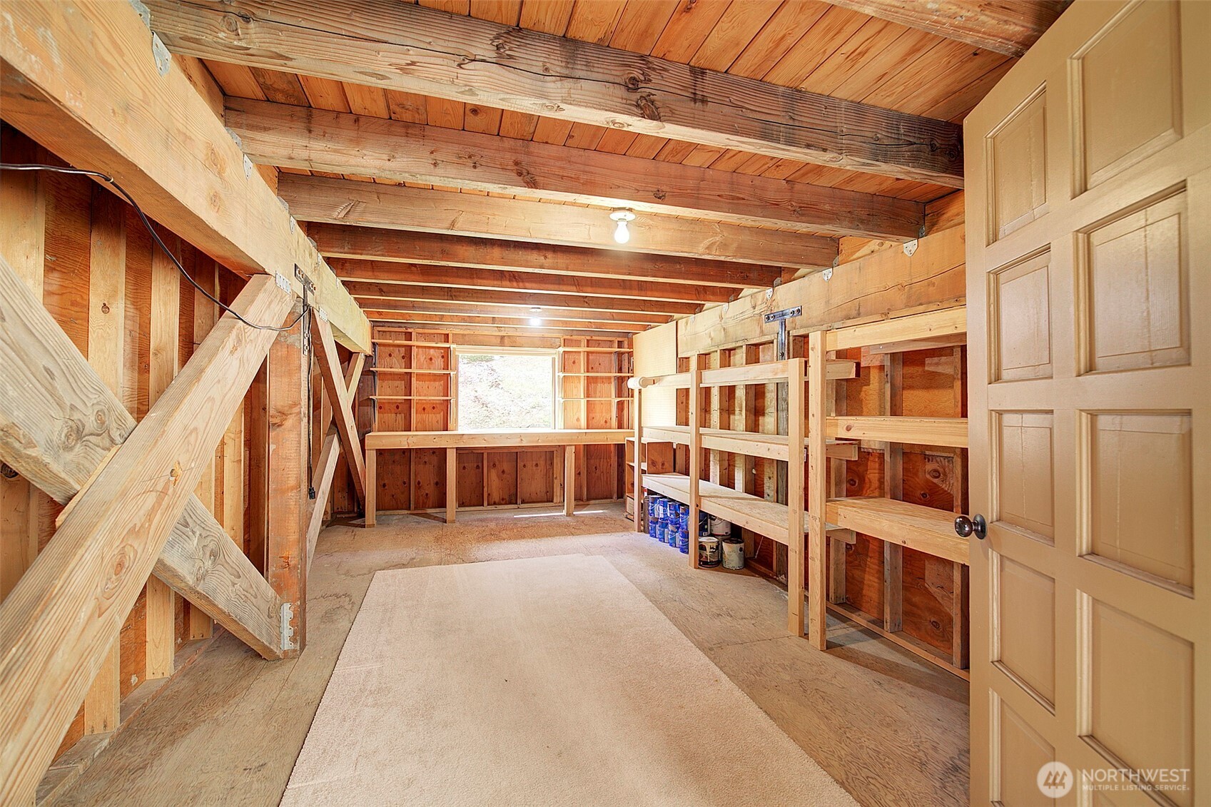 XL storage room with work bench