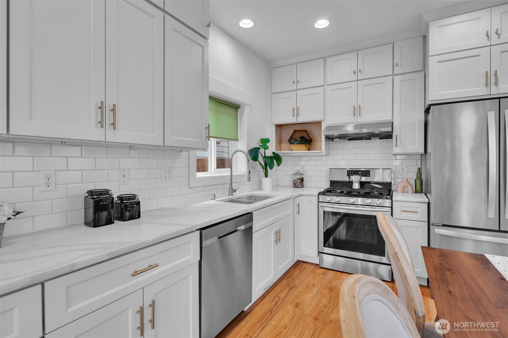 kitchen designed for intimate cooking and dining