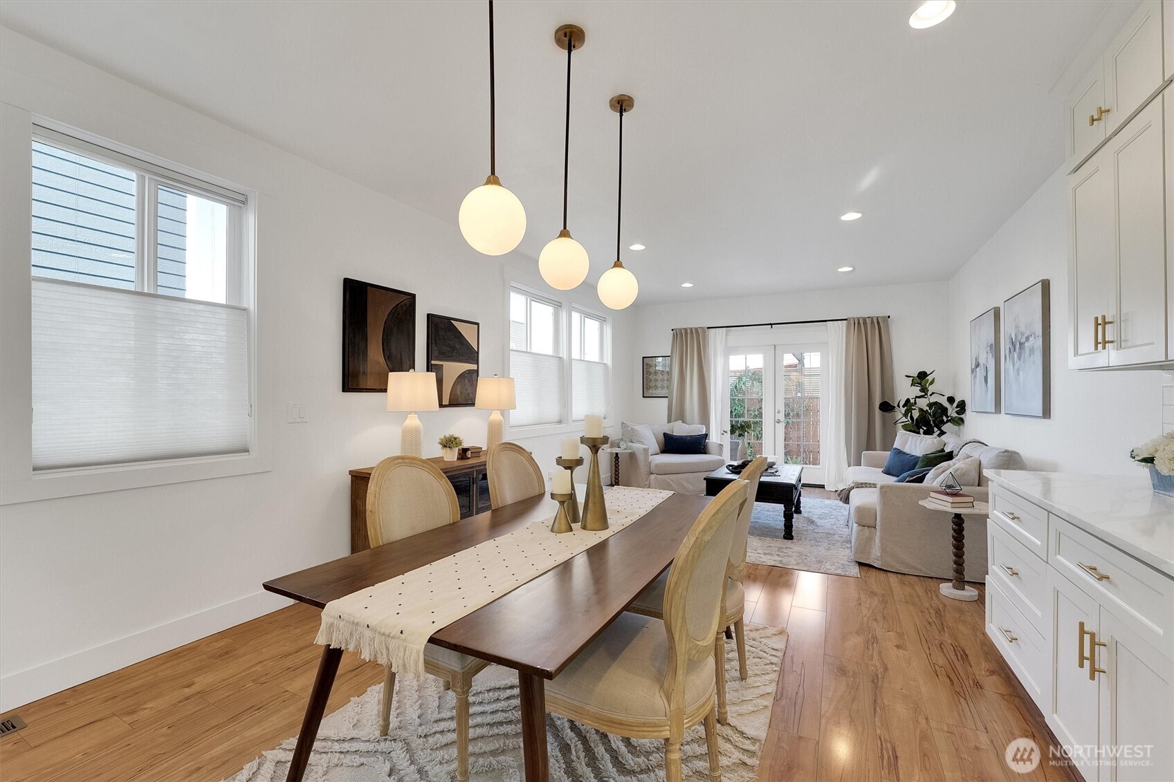 Kitchen & Dining towards living room and patio