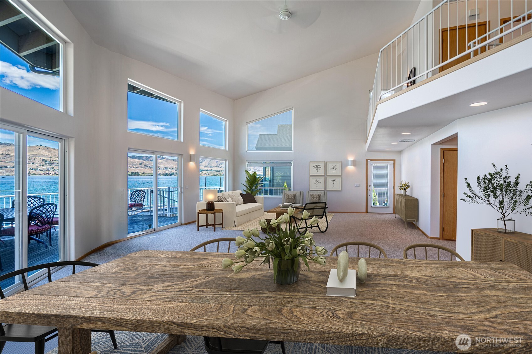 Floor to ceiling windows for full Lake Chelan Views  Virtually staged