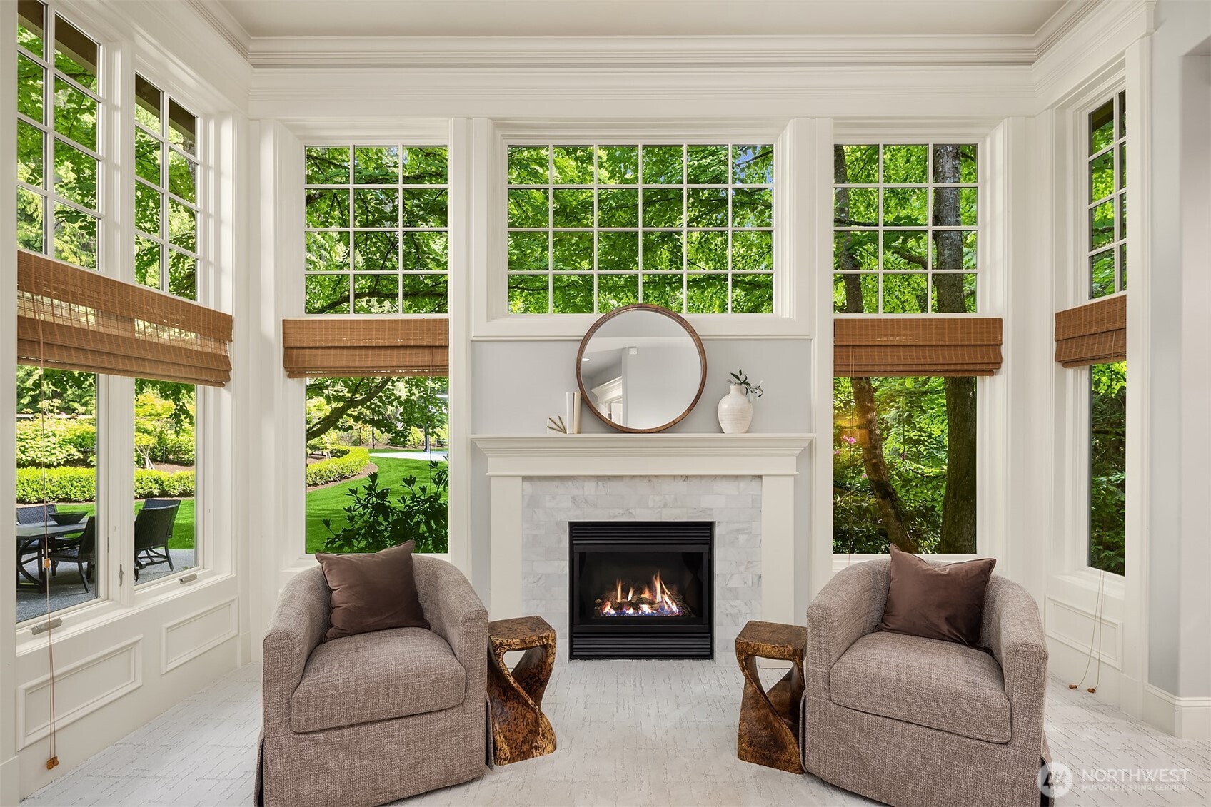 Primary bedroom with views of the trees