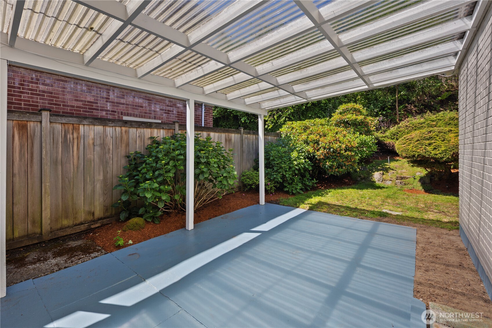 Patio behind the home.