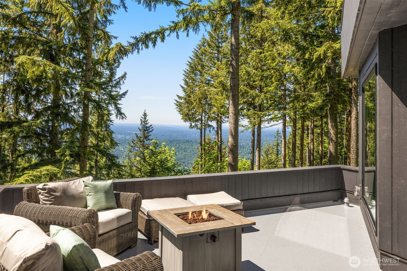 Enjoy glorious views and easy access to bar-b-q on the deck located off of the kitchen dining area. This deck can also be accessed from the laundry room.