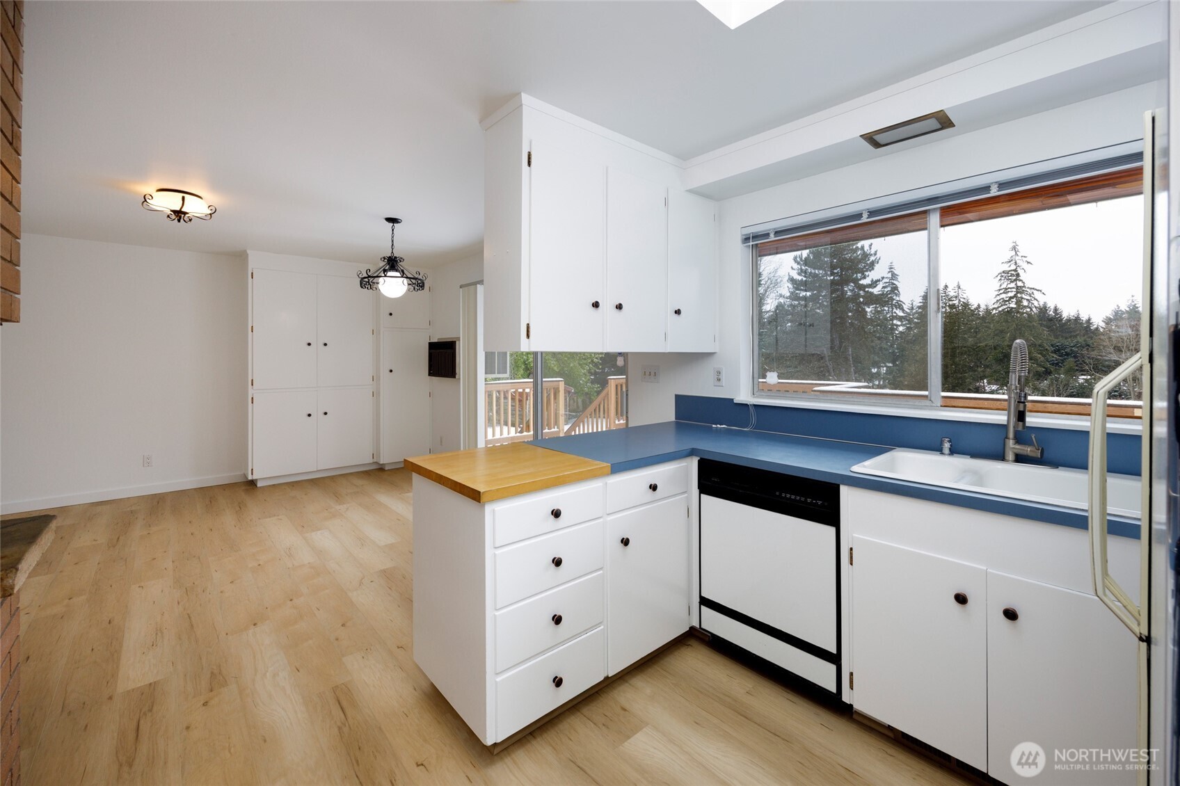 Kitchen and eating space.