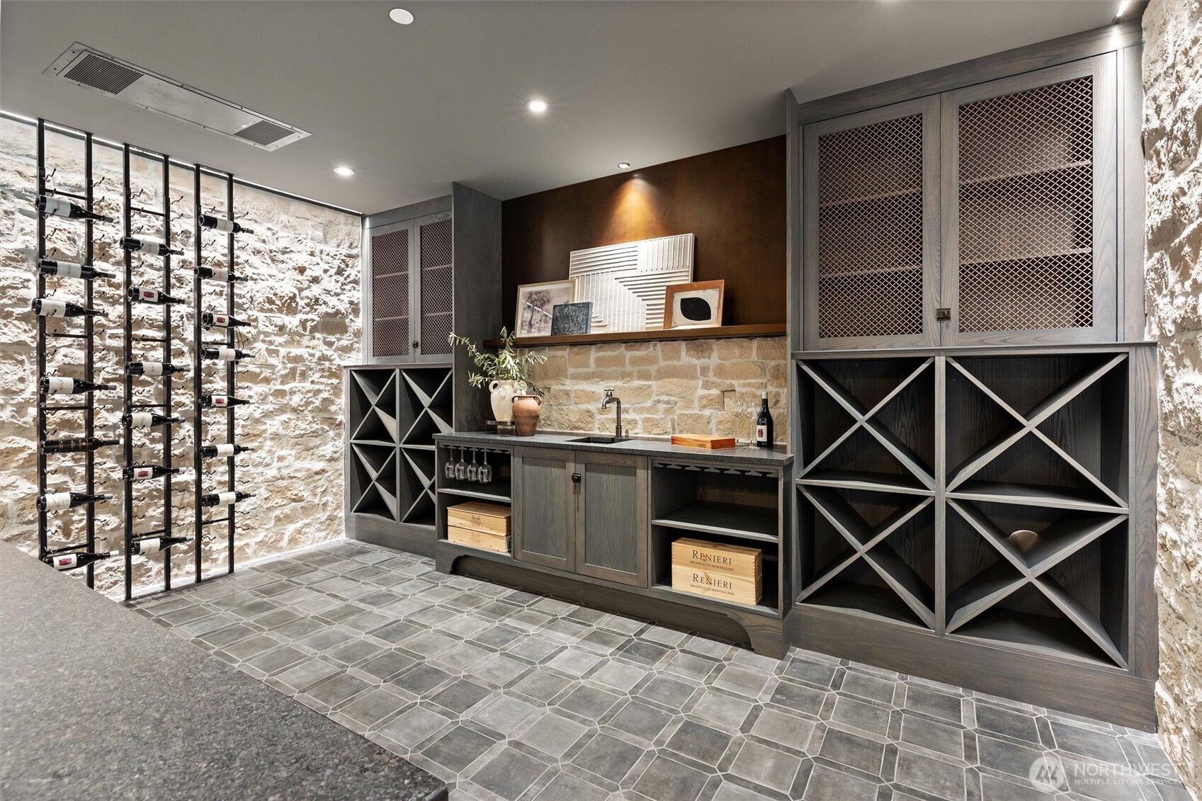 Custom integrated slab sinks.