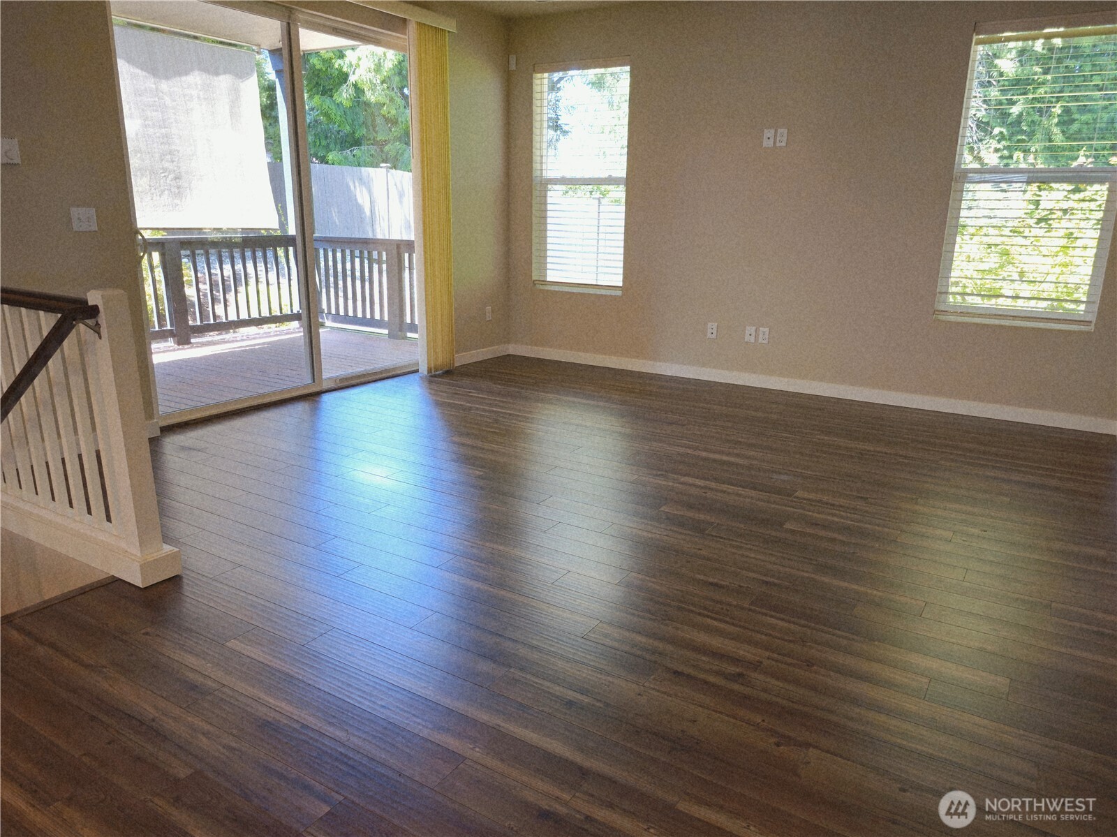 The spacious deck is just off the living room.
