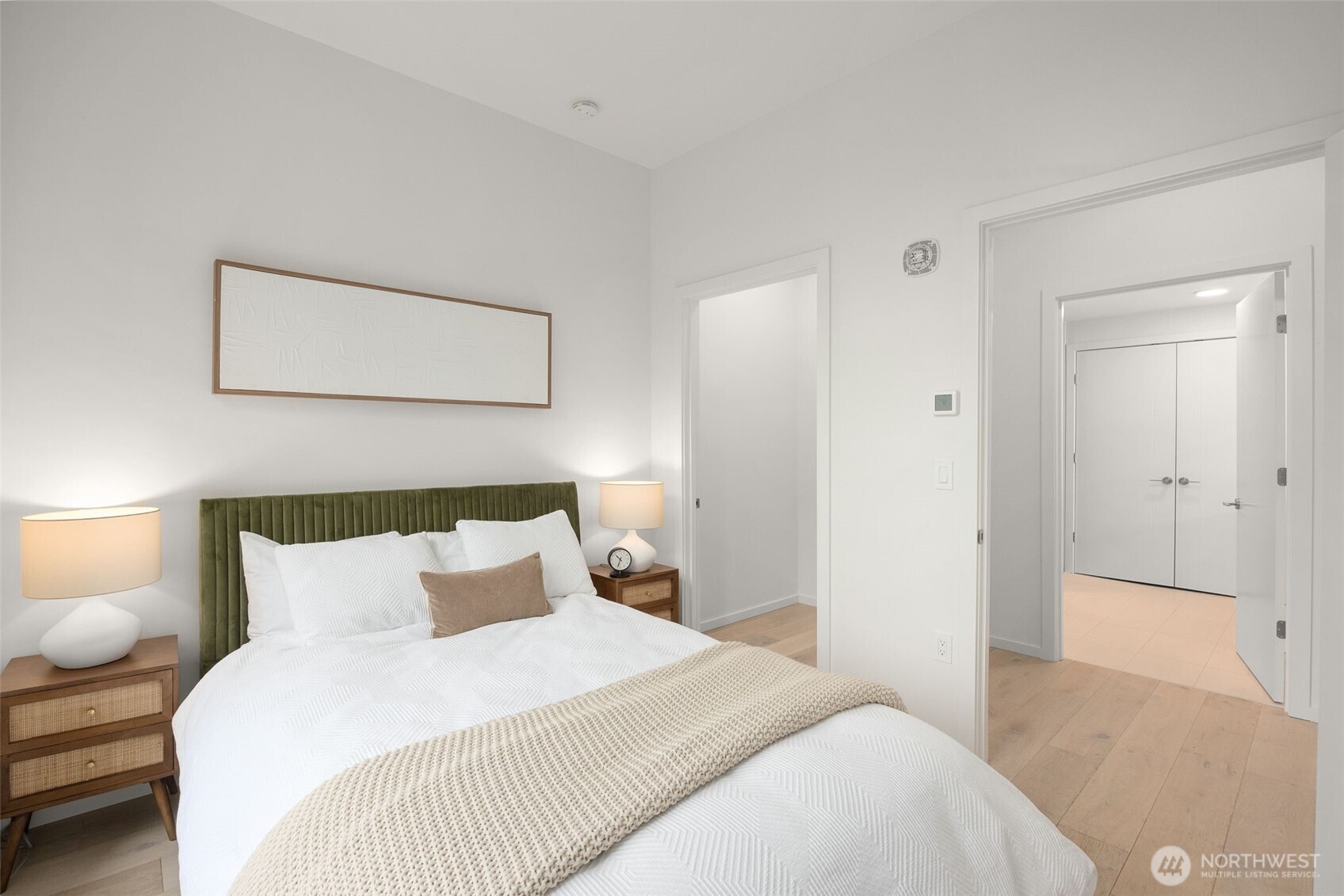 Primary bedroom features an oversized closet.