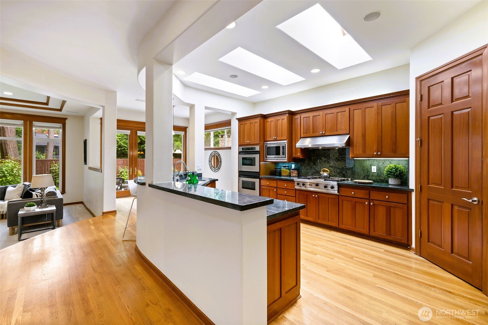 High end stainless appliances.