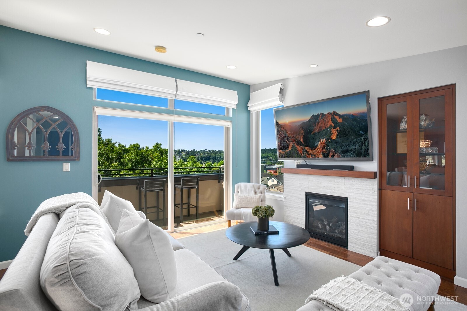 Cozy gas fireplace