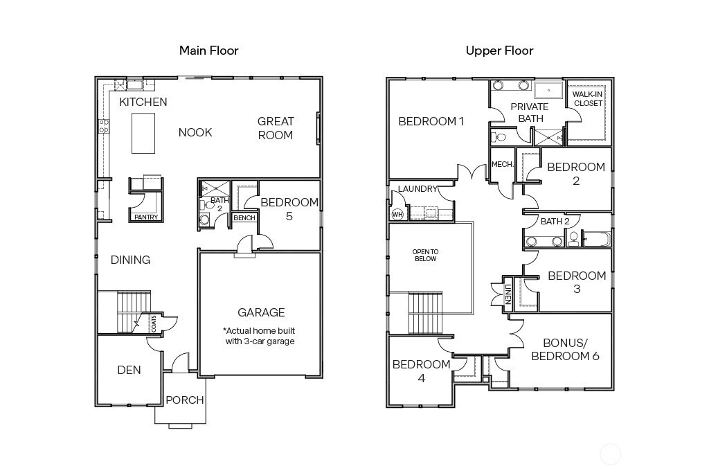 Floorplan of the Brighton! 6 bedrooms and 2.75 bathrooms. 2 levels of luxury living! Home is West facing and backs onto a native growth protection area. Verdant views of meadows and greenery just minutes to everything the eastside has to offer!