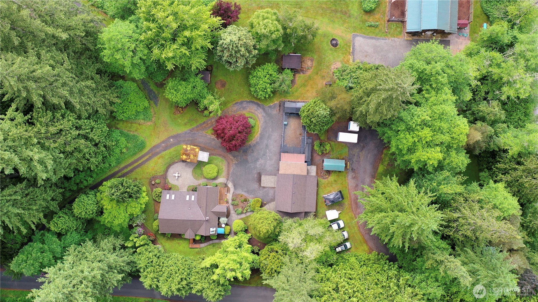 Drone View Of Home, Home Theater Building and K-9 Training Area