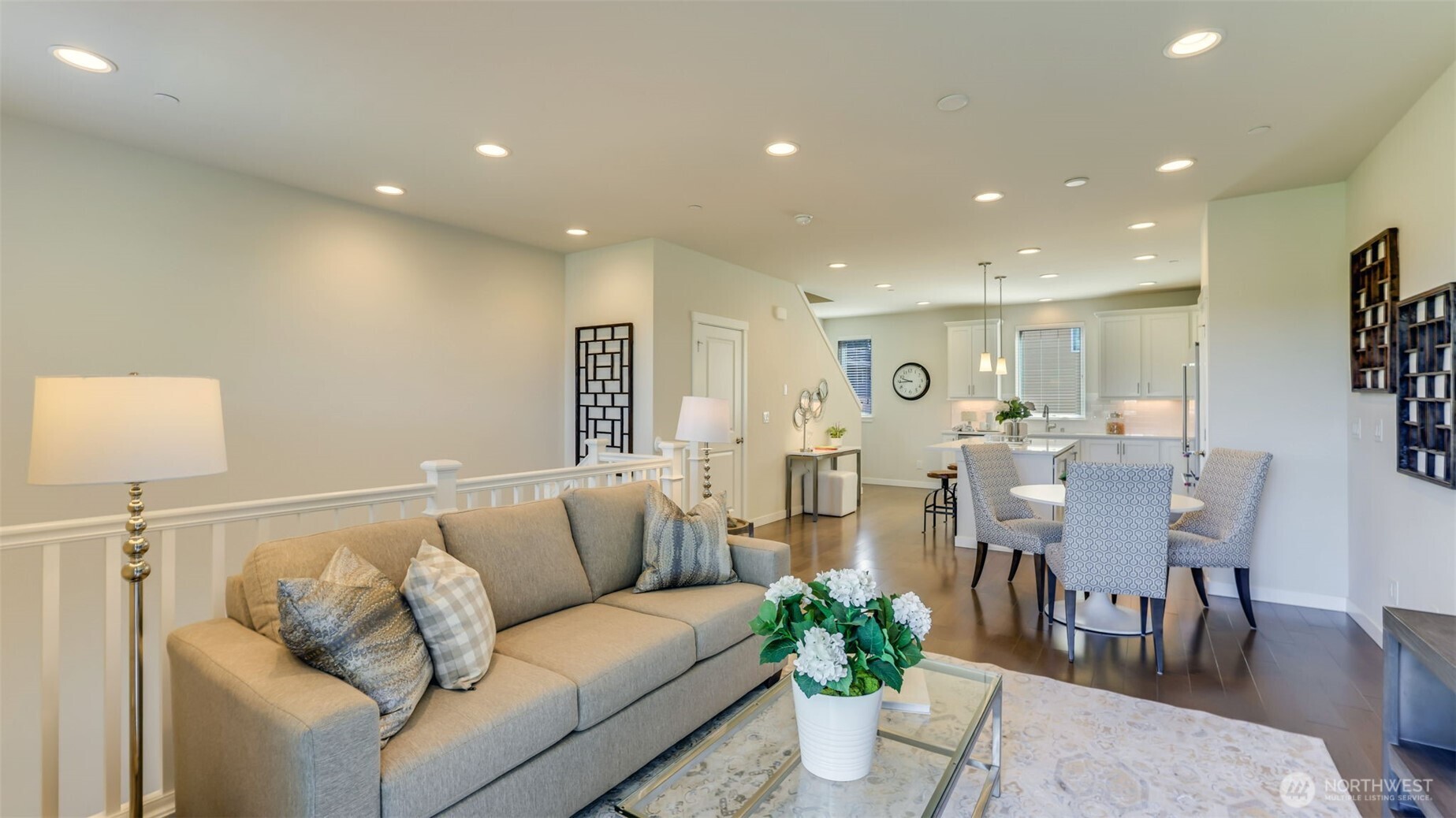 Looking back from the family room into the kitchen.