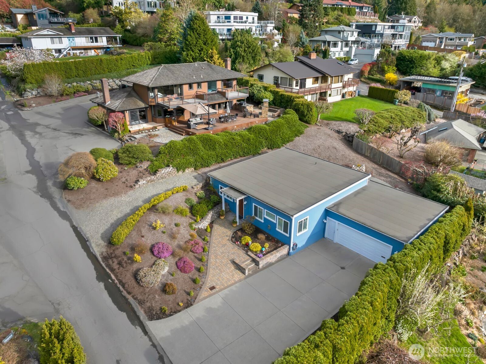 2 homes 1 property. Brown home is the primary and the blue is the 2 bdrm cottage with a beautiful back patio and organic blueberries. Don't bother the tenants