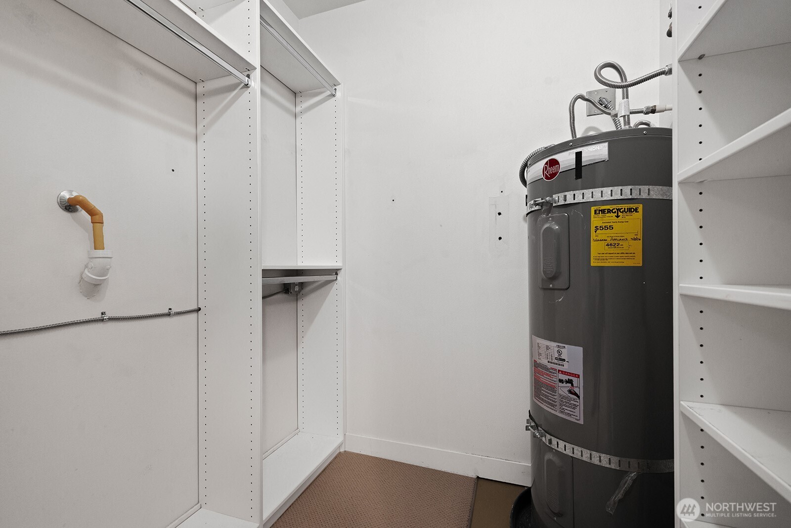 A close-up view of the walk-in closet.