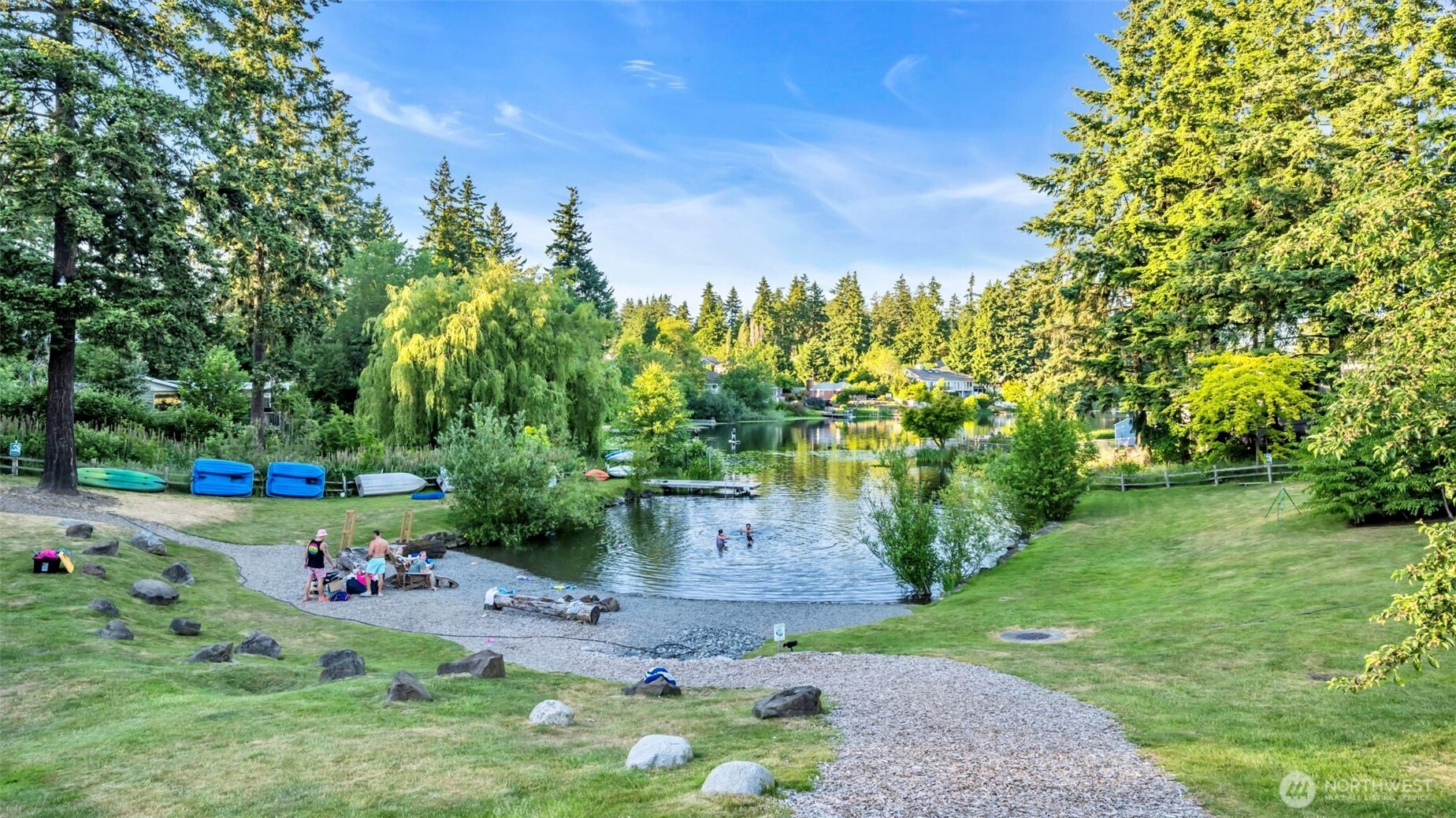 Private waterfront park is perfect for swimming on how summer days!