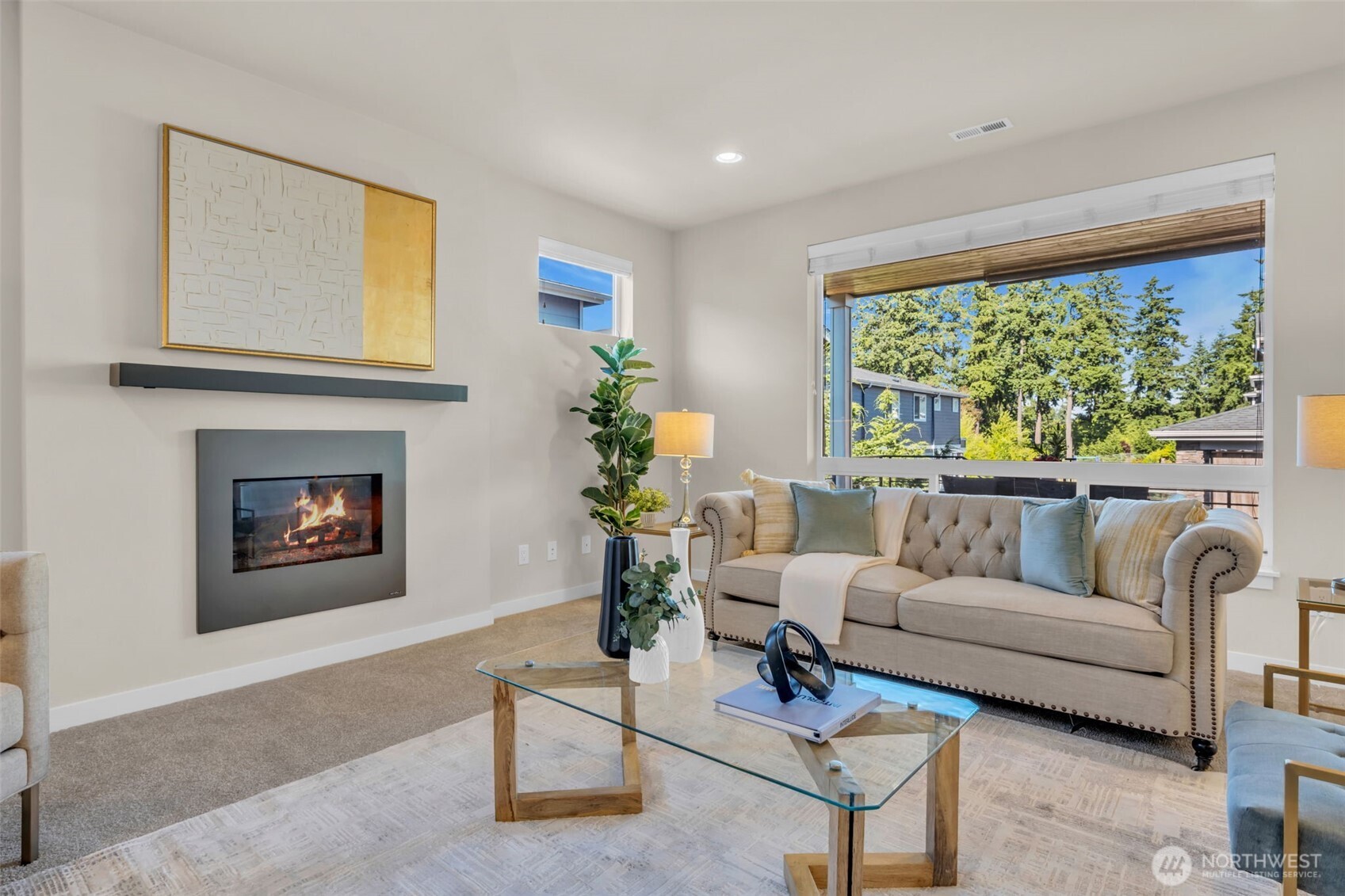 Enjoy your gas fireplace to cozy up in your living room.