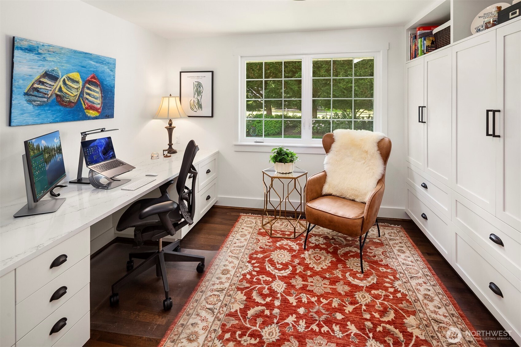 Main floor bedroom converted to custom office