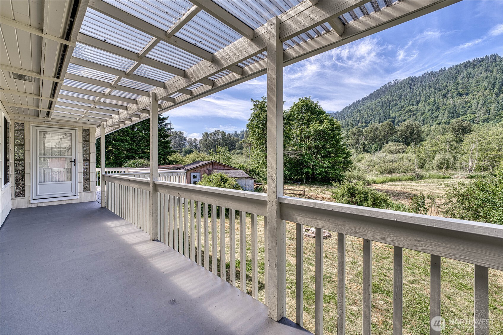 Covered outdoor area perfect for viewing wildlife or entertaining