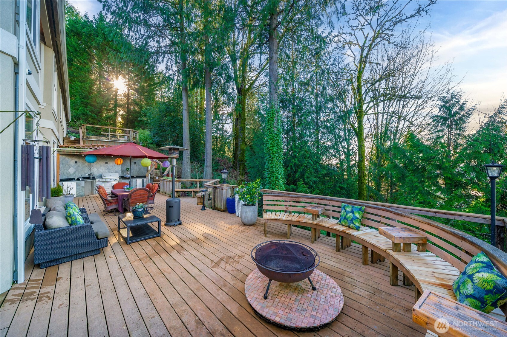 Huge multi level decks on main level with views