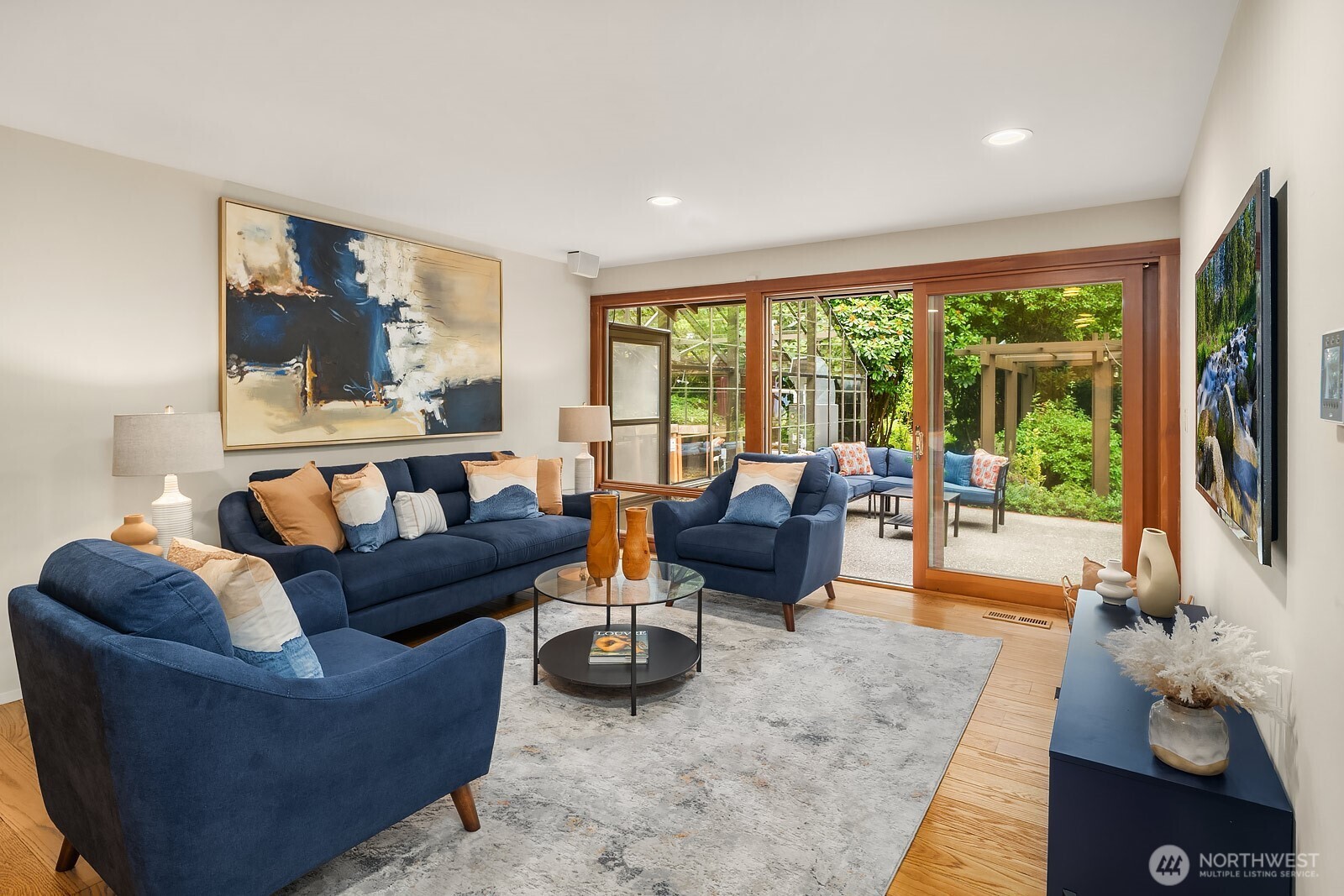 Family room with a slider to the patio